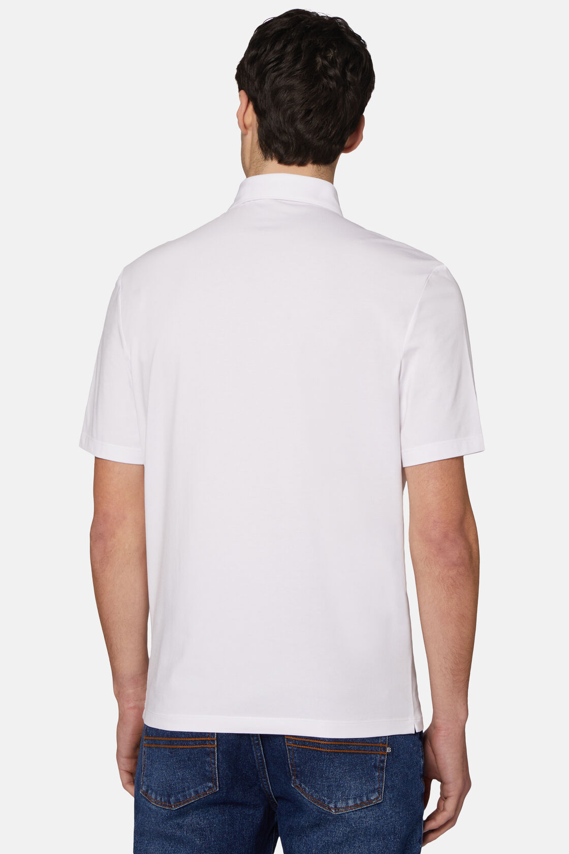 Poloshirt in stretch supima katoen, White, hi-res