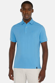 Cotton Piqué Polo Shirt, Turquoise, hi-res