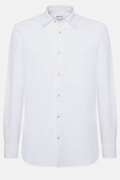 Wit oxford katoenen overhemd met regular fit, White, hi-res