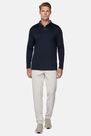 Camisa Polo em Jersey Mistura de Algodão de Alto Desempenho Regular, Navy blue, hi-res