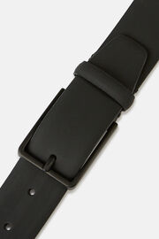 Rubberised Leather Belt With Logo, Black, hi-res
