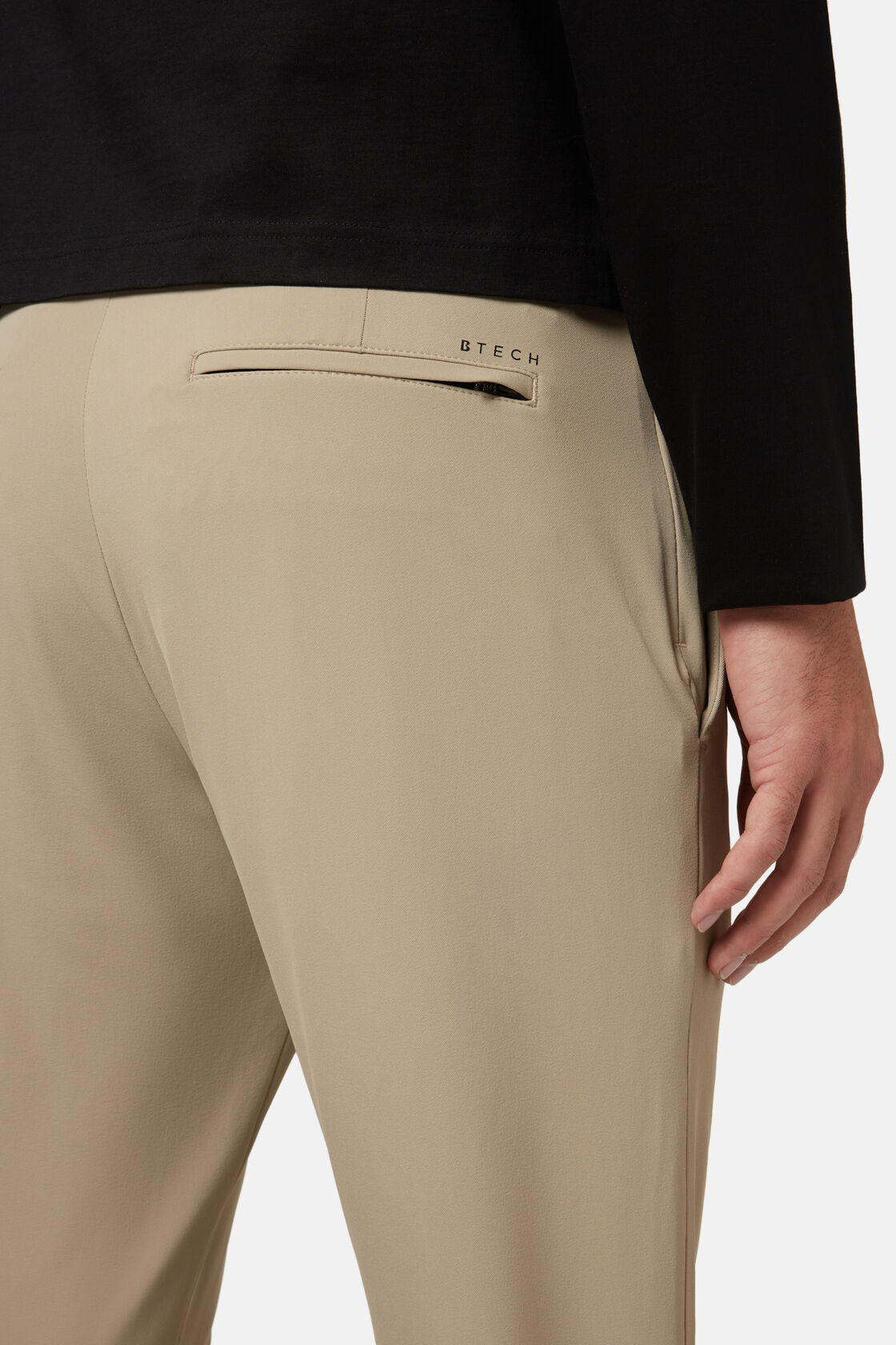 Pantaloni In Nylon Elasticizzato Performance BTech, Beige, hi-res