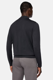 Charcoal Mock Polo Neck Jumper In Superfine Merino Wool, Charcoal, hi-res