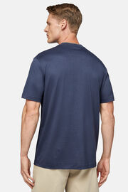 T-shirt em malha de algodão e tencel, Navy blue, hi-res