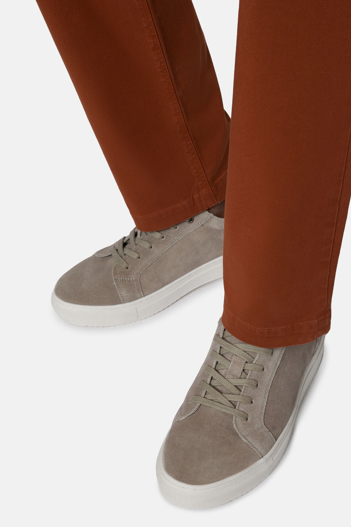 Suede Sneakers With Box Sole, TAUPE, hi-res