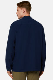 Linen Cotton Shirt Jacket, Navy blue, hi-res