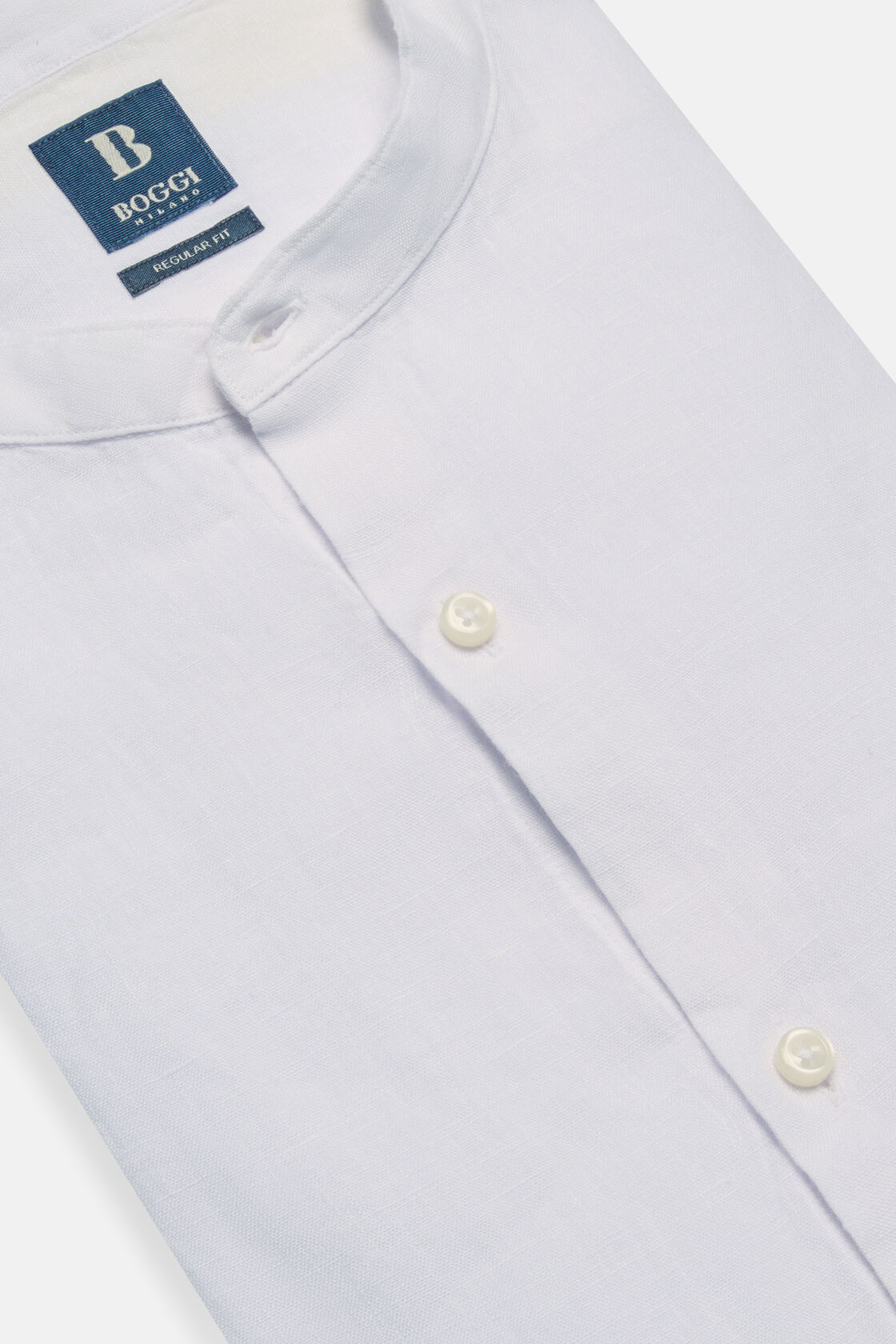 Camisa Coreana de Lino, Blanco, hi-res