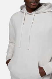 Grey Hoodie in Technical Cotton Jersey Fleece, Light grey, hi-res
