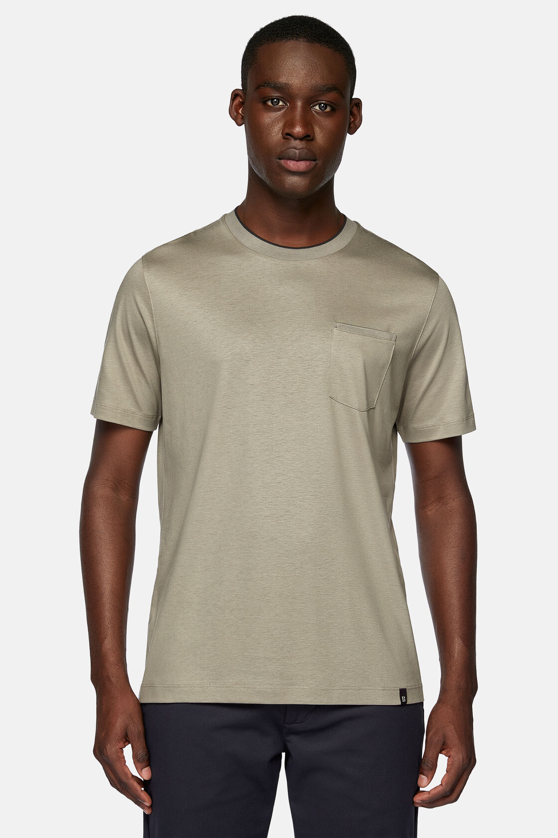 T-Shirt in Cotton and Tencel Jersey, Taupe, hi-res