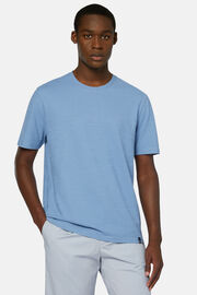 Ss Slub Cotton Jersey T Shirt, Indigo, hi-res