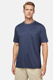 Camiseta De Punto Jersey De Algodón Tencel, Azul  Marino, hi-res