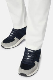 Tec Fabric Leather Sneakers Running, Navy blue, hi-res
