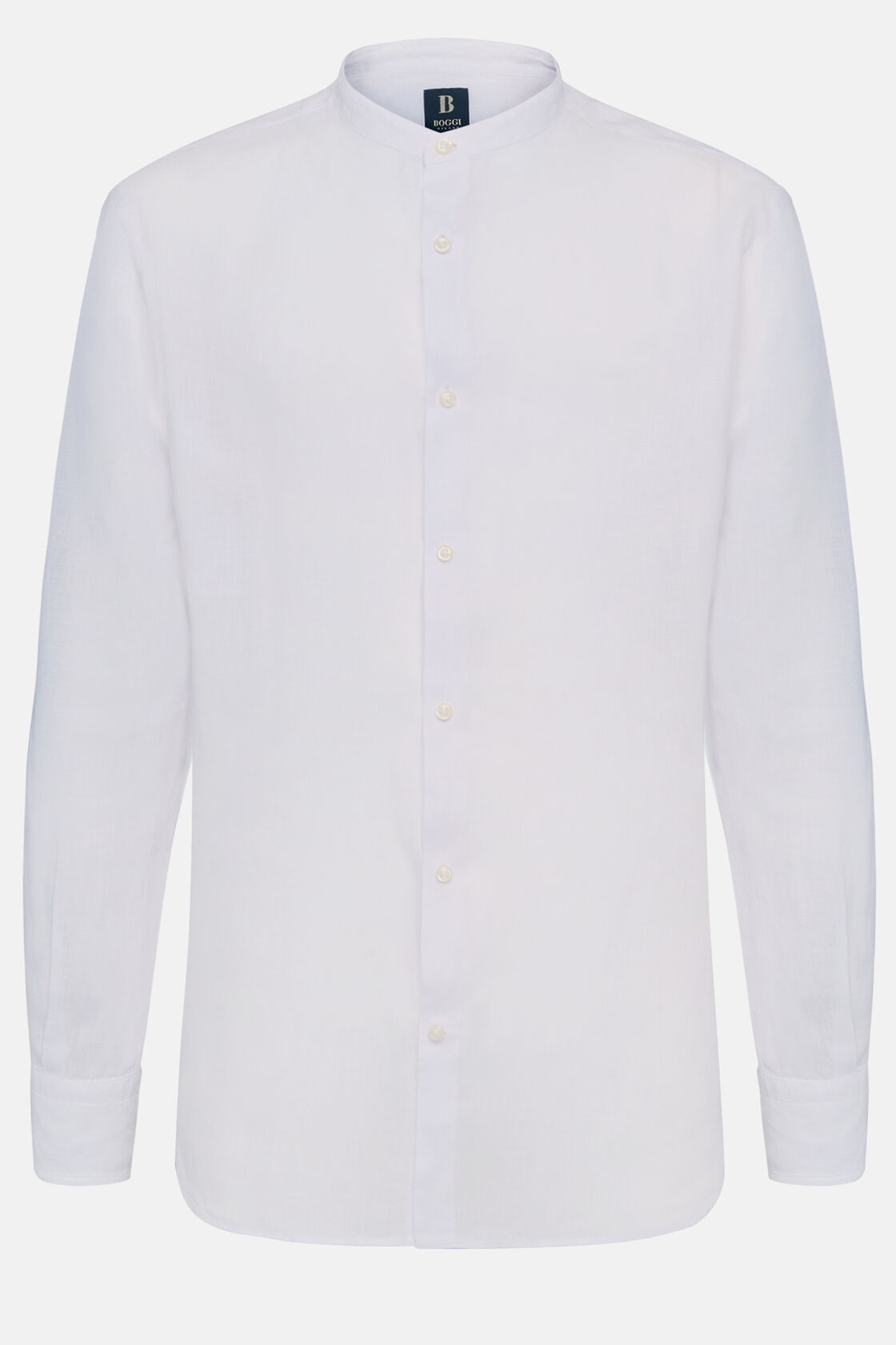 Camisa Coreana de Lino, Blanco, hi-res