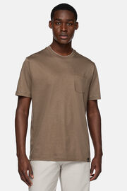T-Shirt En Jersey De Coton Et Tencel, Marron, hi-res