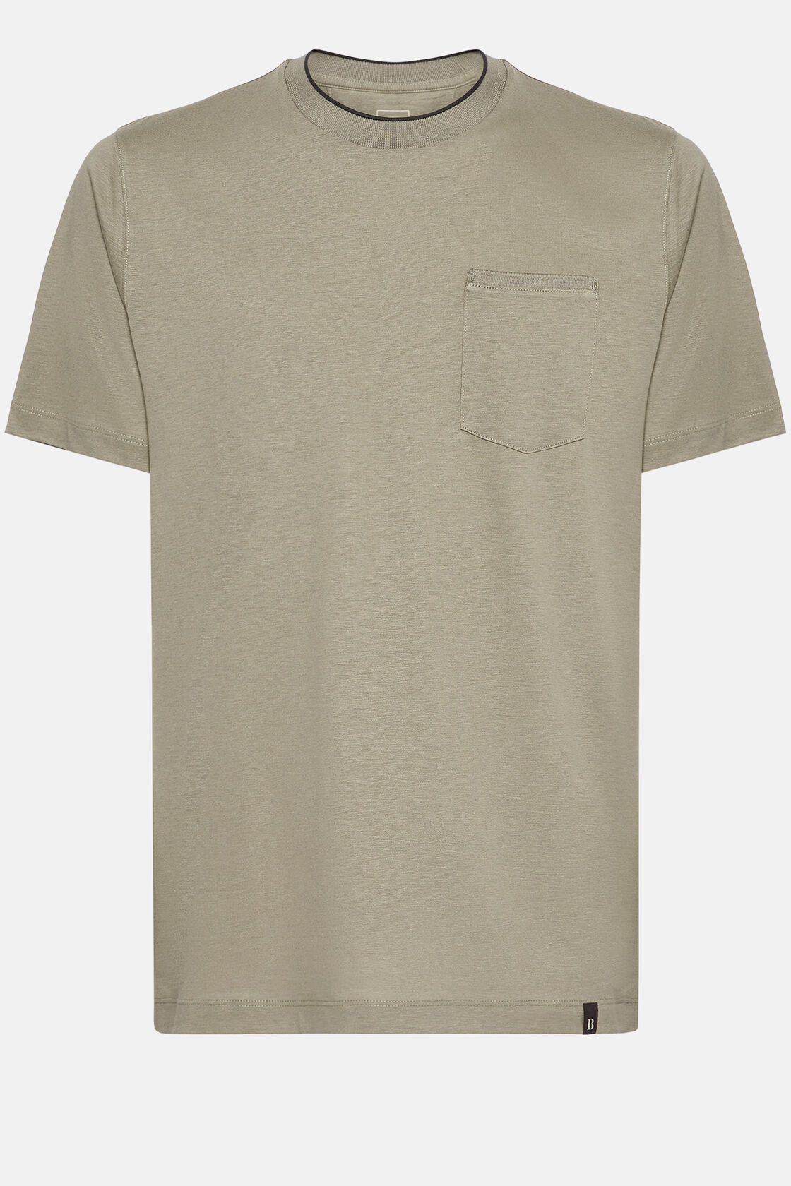 T-shirt em malha de algodão e tencel, Taupe, hi-res