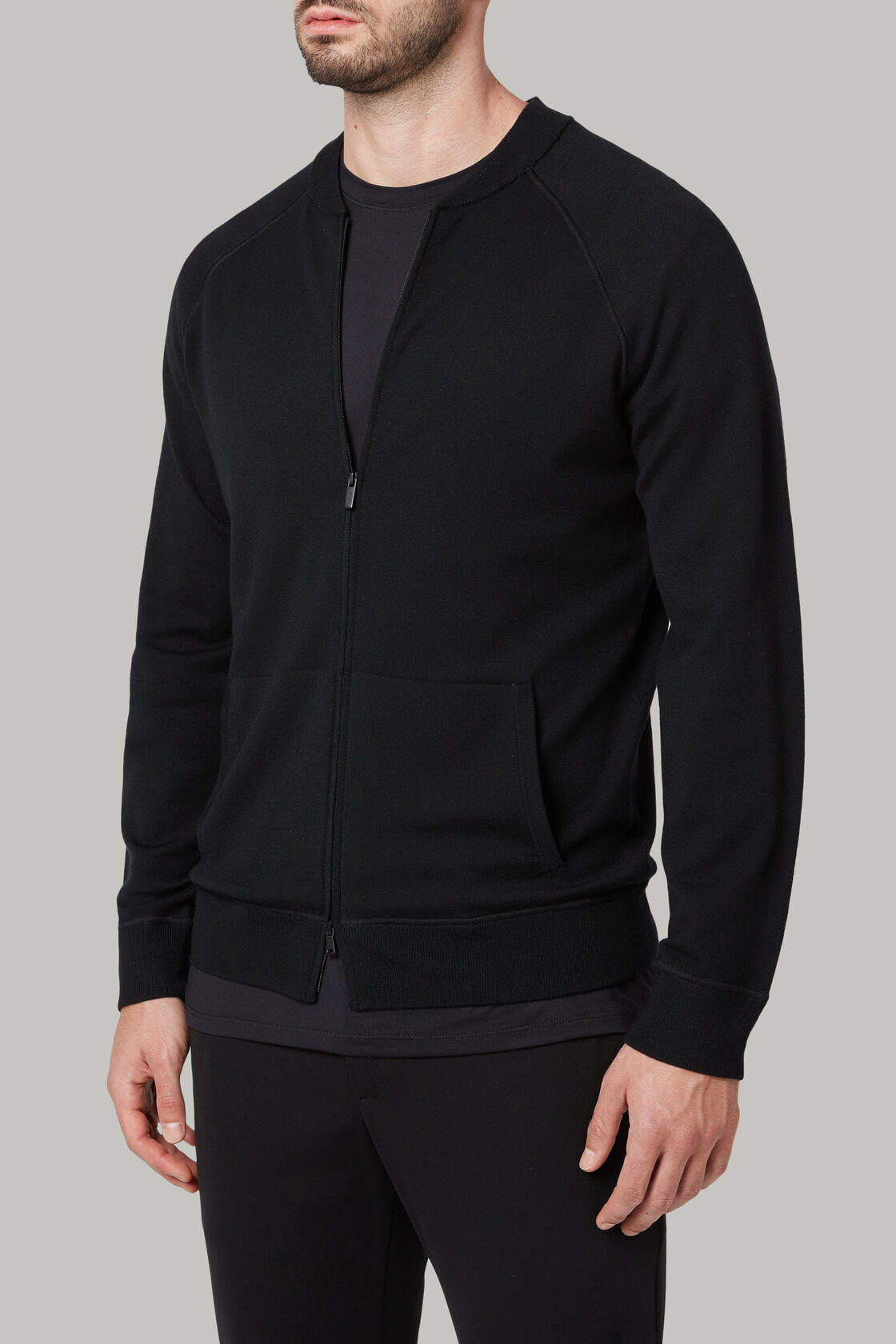 Men's Black merino wool knitted bomber jacket Boggi Milano