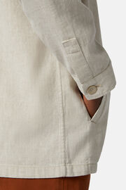 Linen Cotton Shirt Jacket, Sand, hi-res