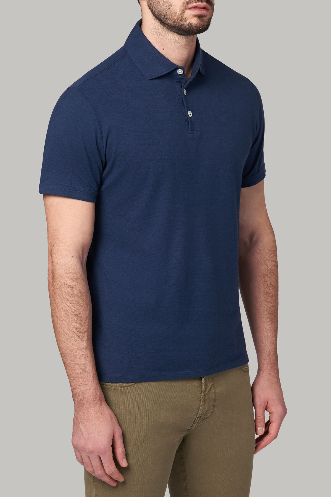 Men's Regular fit linen cotton jersey polo shirt | Boggi Milano