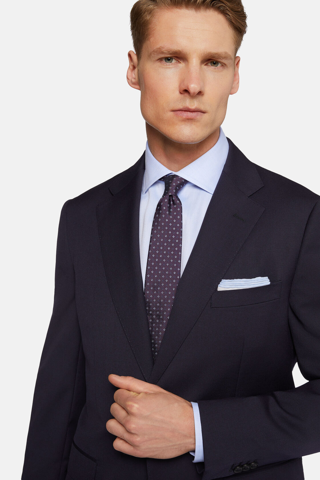 Strecth Wool Suit Style Firenze, Navy blue, hi-res