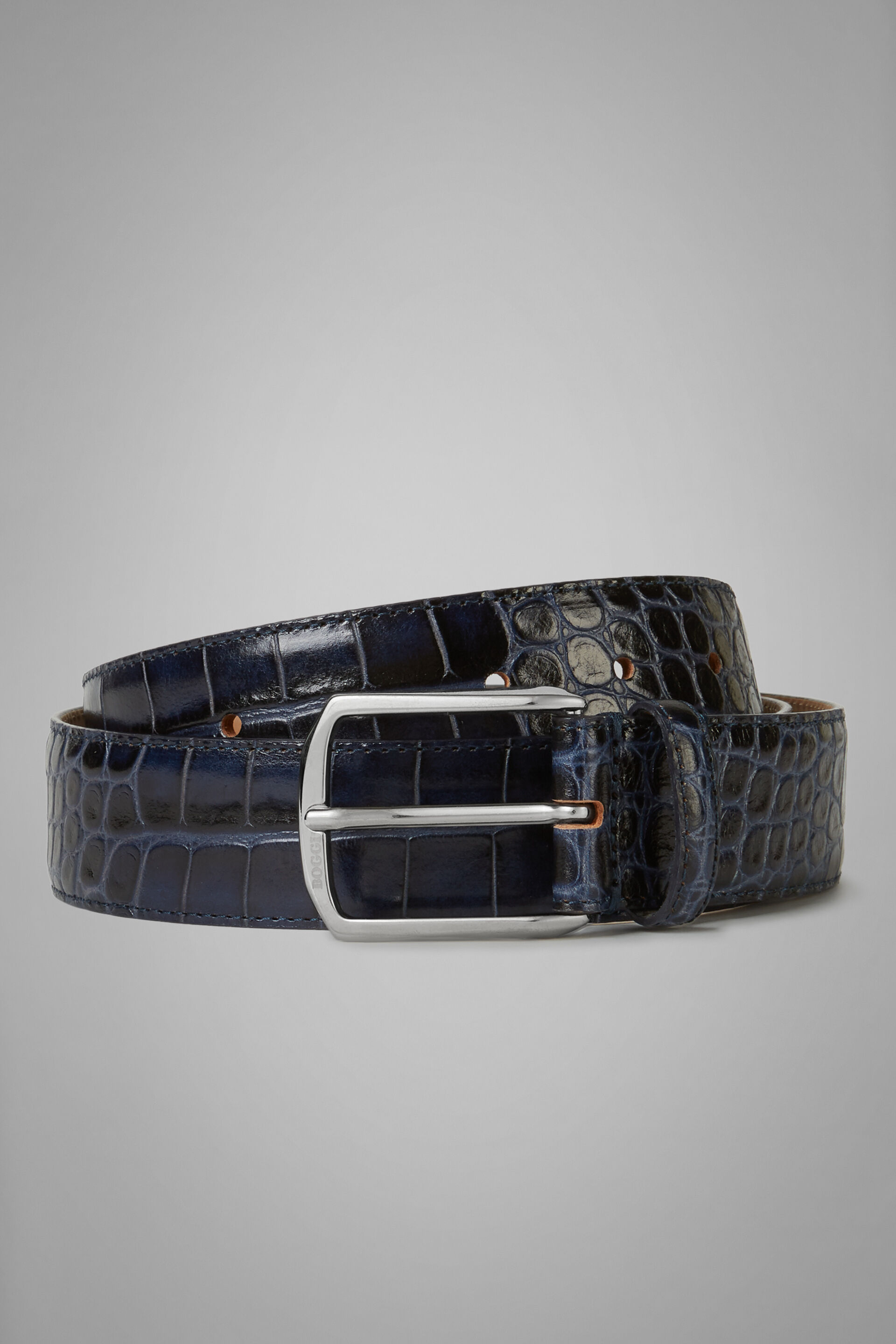Faux Croc Print Leather Belt | Boggi