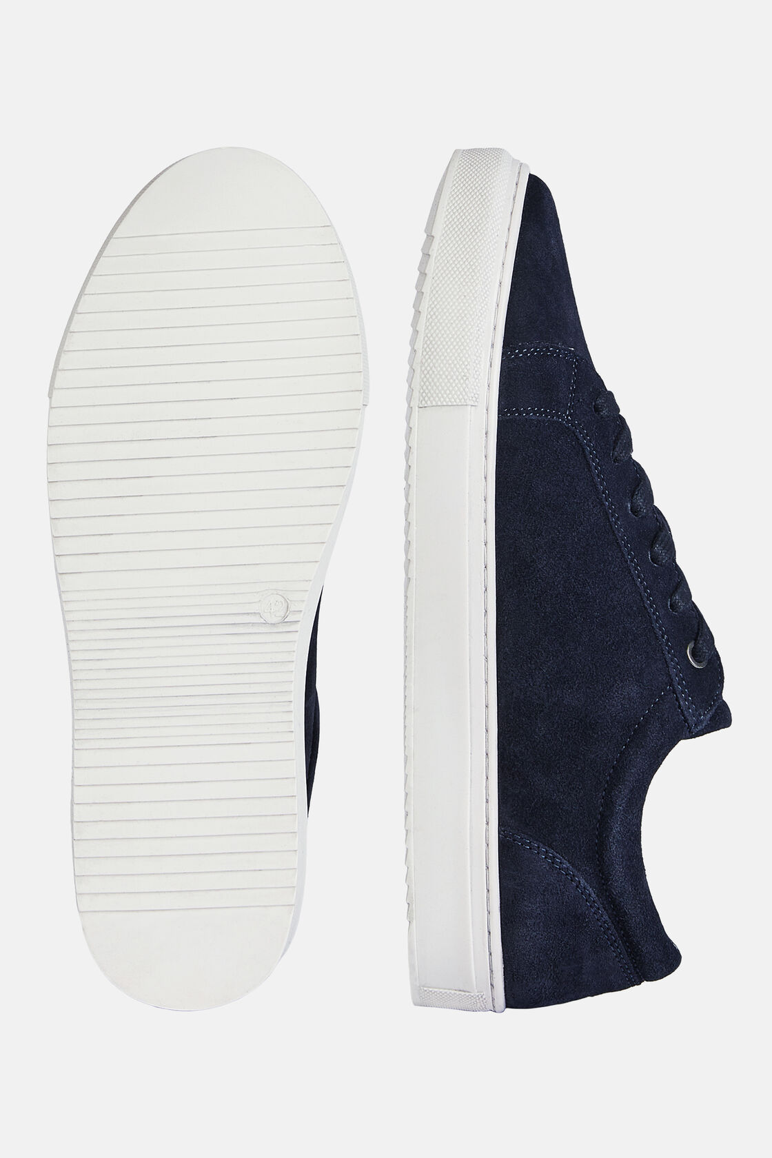 Suede Sneakers With Box Sole, Navy blue, hi-res