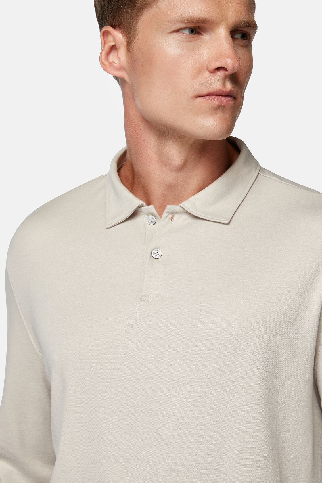 Camisa Polo em Jersey Mistura de Algodão de Alto Desempenho Regular, Sand, hi-res