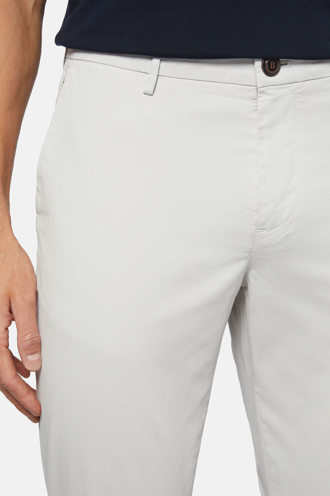 Pantalon En Coton Extensible, gris clair, hi-res