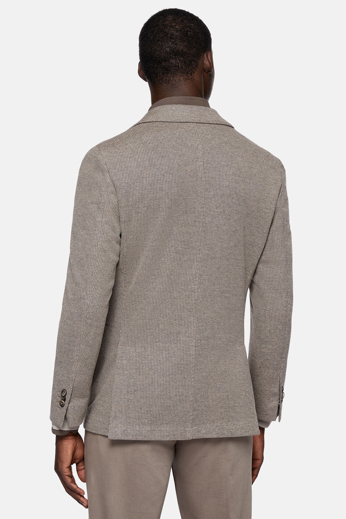 Σακάκι της σειράς B Jersey, από σύμμεικτο βαμβάκι, σε γκρι ανοιχτό χρώμα, Taupe, hi-res