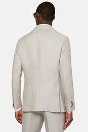 Herringbone Linen Suit Style Capri, Taupe, hi-res