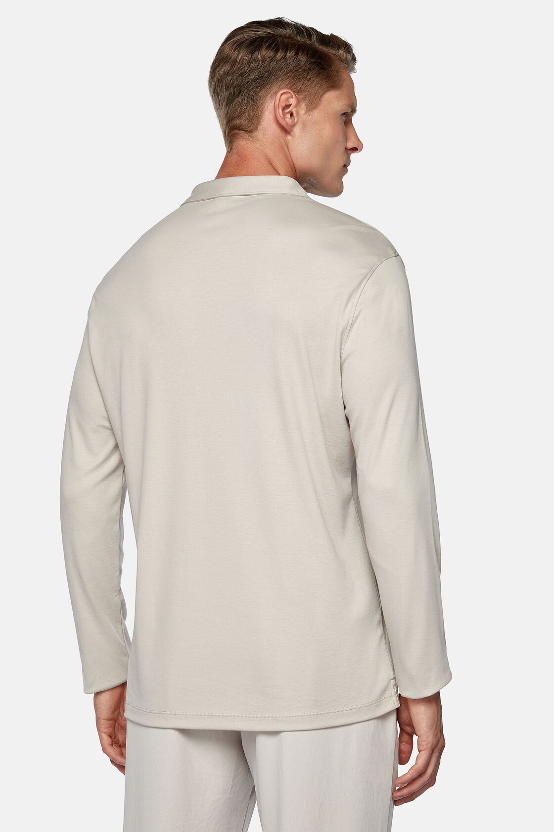 Camisa Polo em Jersey Mistura de Algodão de Alto Desempenho Regular, Sand, hi-res