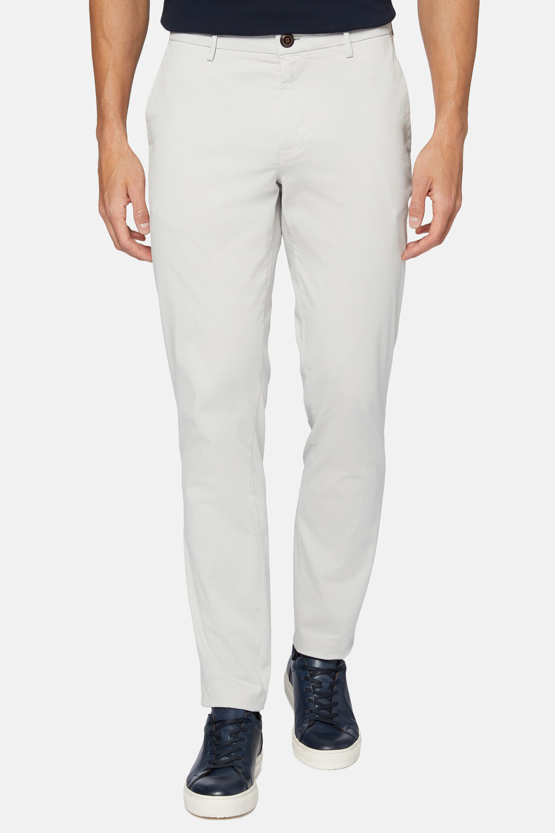 Pantalon En Coton Extensible, gris clair, hi-res