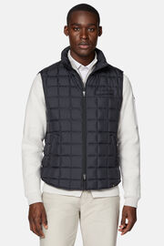 Gilet In Technical Fabric With Goose Down, Navy blue, hi-res