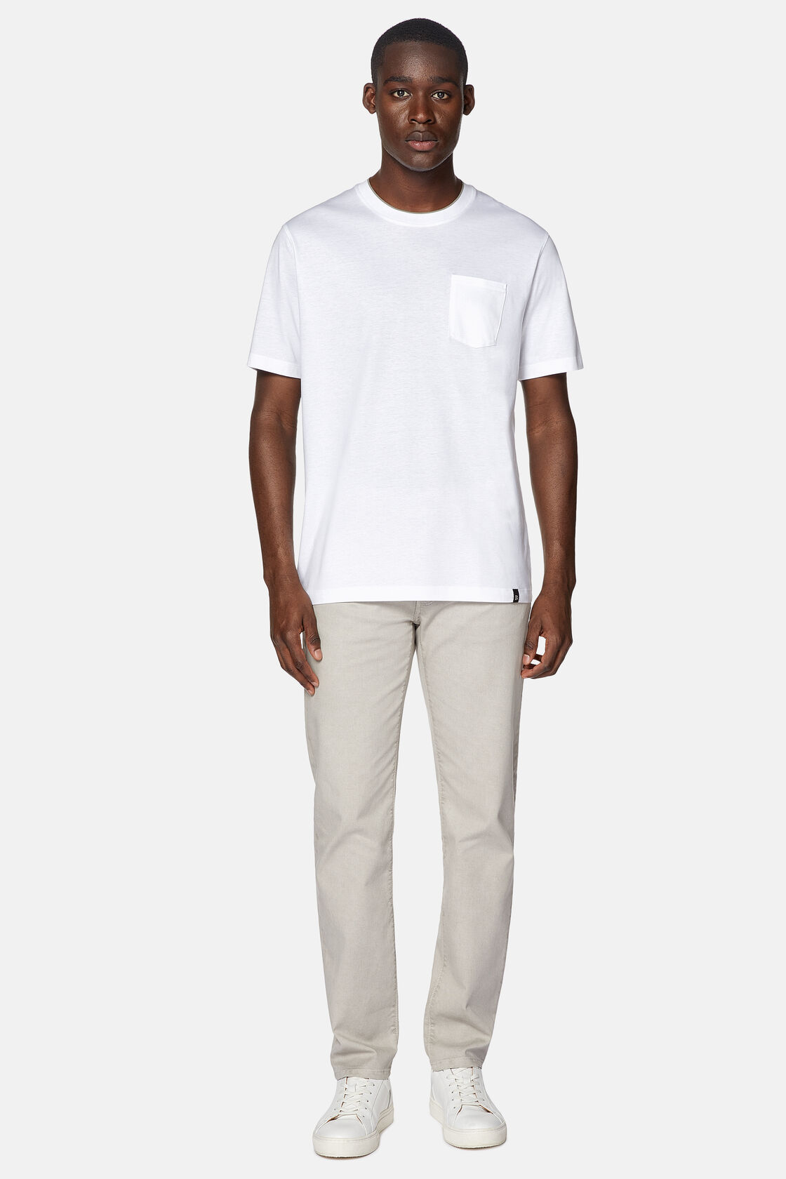 Κοντομάνικο μπλουζάκι από βαμβάκι και ζέρσεϊ tencel, White, hi-res