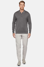 Dark Grey Merino Wool Tech Polo Shirt, Dark Grey, hi-res