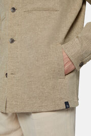 Linen Cotton Shirt Jacket, Taupe, hi-res