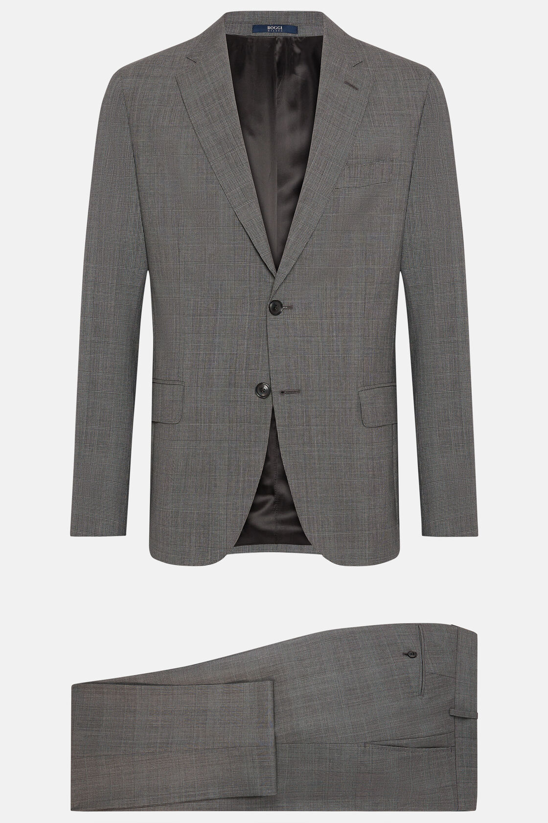 Anzug mit Prince-of-Wales-Muster aus reiner Wolle, Grau, hi-res