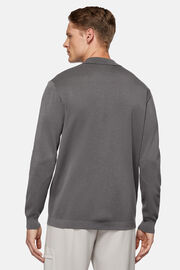 Dark Grey Merino Wool Tech Polo Shirt, Dark Grey, hi-res