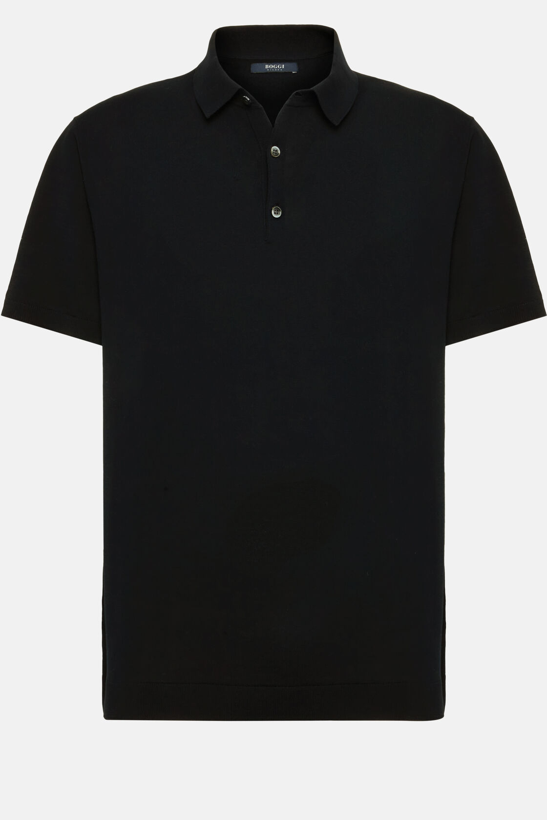 Black Cotton Crepe Knit Polo Shirt Boggi