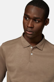 Polo Shirt in a Cotton Blend High-Performance Jersey Regular, Brown, hi-res