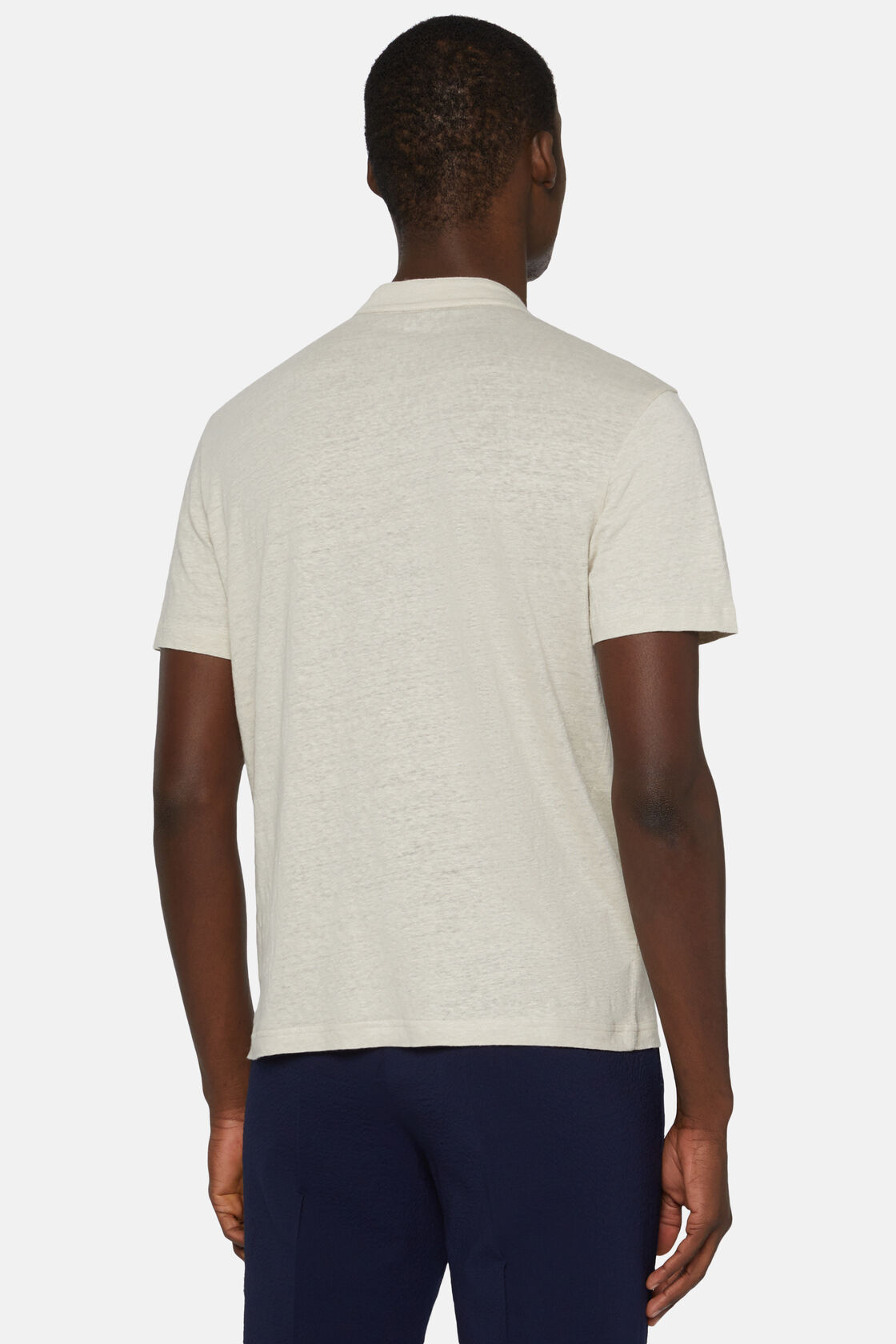 T-shirt van Stretch Linnen Jersey, Sand, hi-res