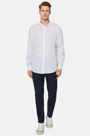 Camicia Koreana in Lino, Bianco, hi-res