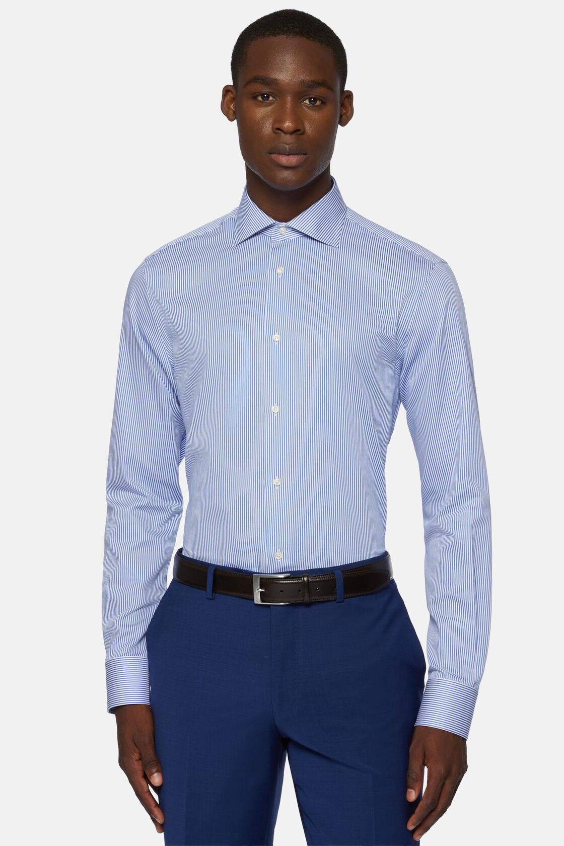Striped Windsor Collar Shirt Slim, Blue, hi-res