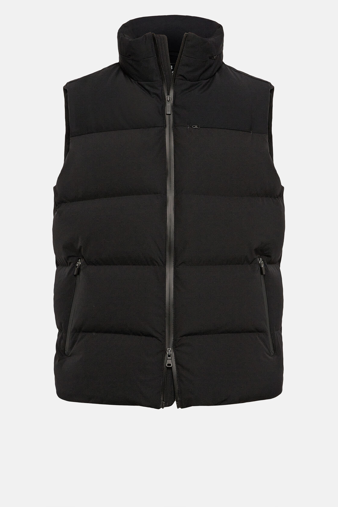 B Tech Gilet in Stretch Nylon With Goose Down, Black, hi-res