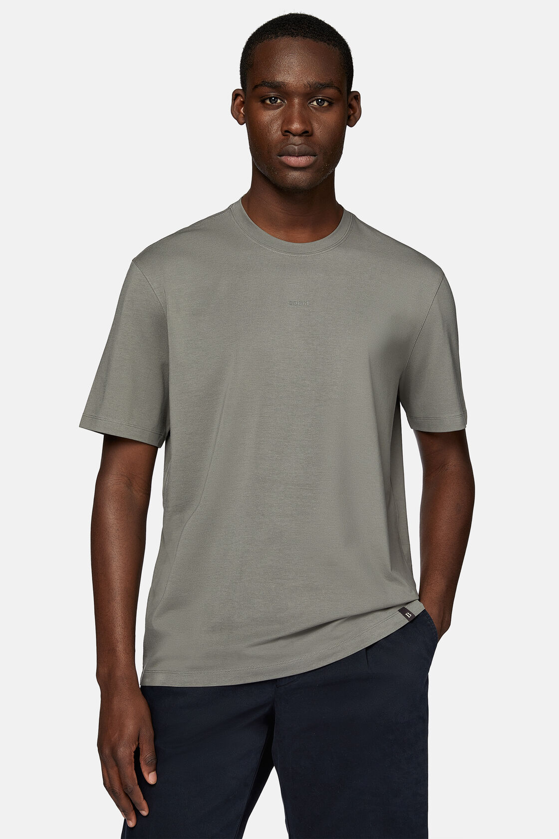 T-Shirt En Jersey De Coton Et Tencel, Vert, hi-res