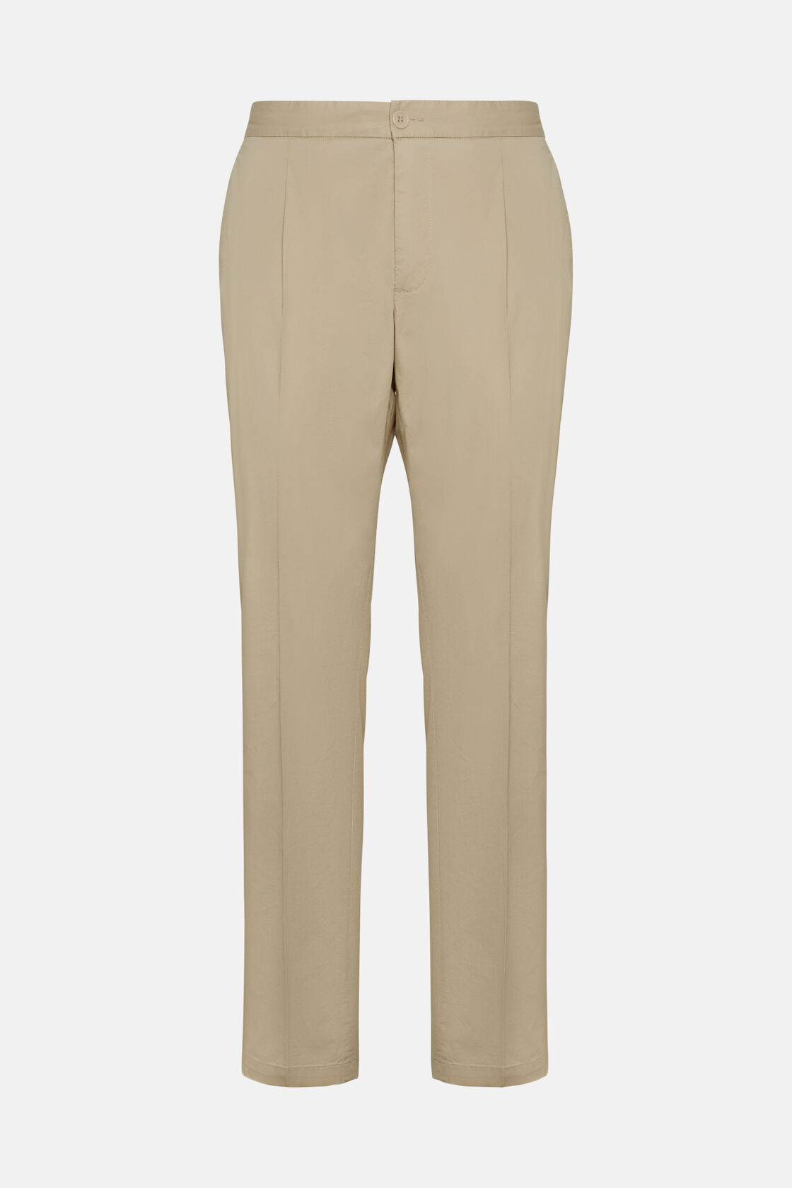 Pantalon en Coton Extensible avec Pinces, Kaki, hi-res