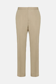 Pantalon en Coton Extensible avec Pinces, Kaki, hi-res