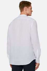 Linen Korean Collar Shirt Regular Fit, White, hi-res
