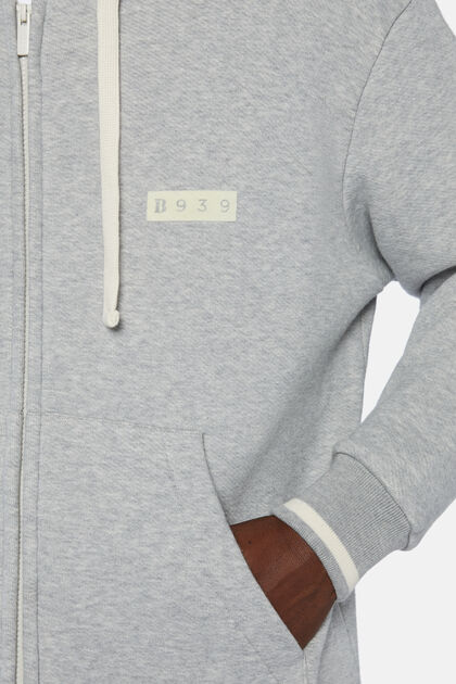 B939 katoenen sweatshirt met volledige rits in een mix van katoen en nylon, Grey, hi-res