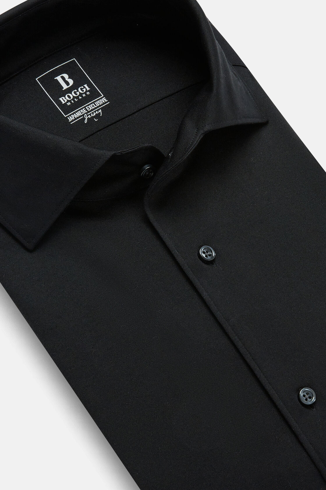 Camisa Estilo Polo De Punto Japonés Regular Fit, Negro, hi-res