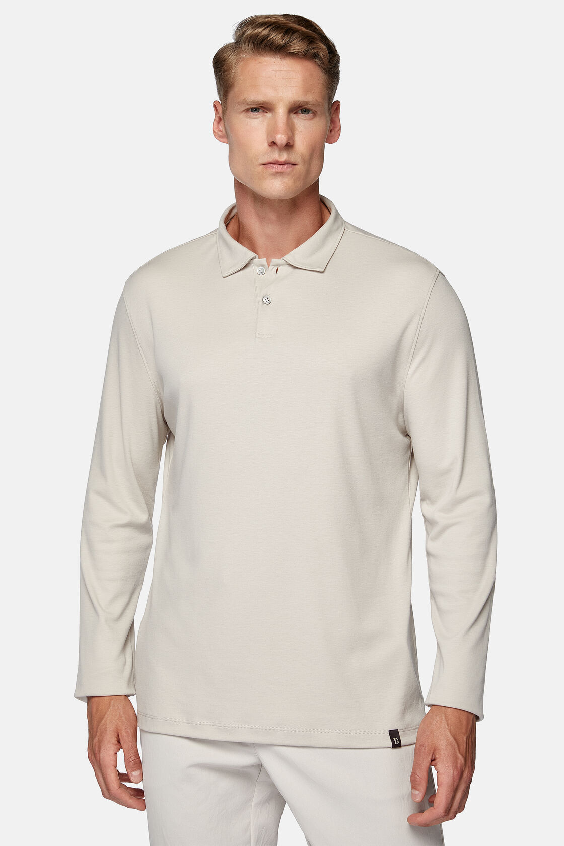 Polo Shirt in a Cotton Blend High-Performance Jersey Regular, Sand, hi-res
